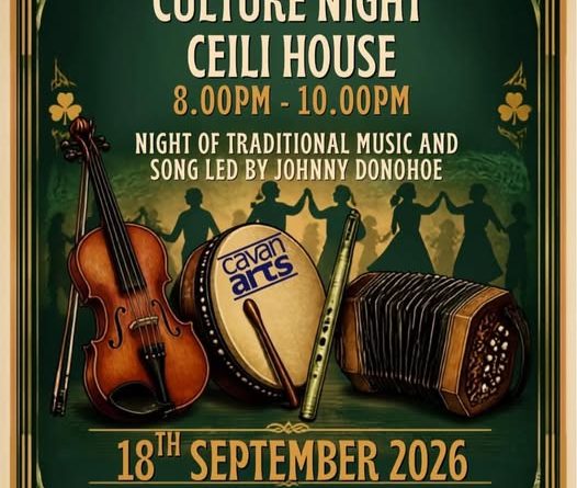 Culture Night Céilí House flyer for Ballyconnell Area Market House on 18 September 2026
