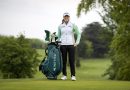 Leona Maguire standing on a golf course beside her golf bag