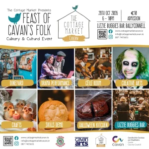Feast of Cavan Folk Festival poster: 28 October 2026, 6–10pm, Lizzie Buggies, Ballyconnell